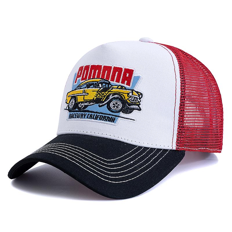 New Style Unisex Summer Fishing Cap Breathable Mesh Trucker Hat Men Women Big Truck Embroidered Pattern Snapback Outdoor Hat