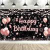 Birthday Party Decors Backdrops Golden Pink Blue Black Balloon Cake Adult Customized Poster Baby Kid Banner Vinyl Backgrounds