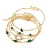 4Pcs/Set Imitation Gemstone Bangle Set Green Color Jewelry Set Fashion Hollow Bracelet