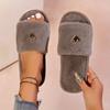 New high-end fashion love-decorated plush slippers for women with open toes, suitable for bedroom, living room, home, suitable for all seasons