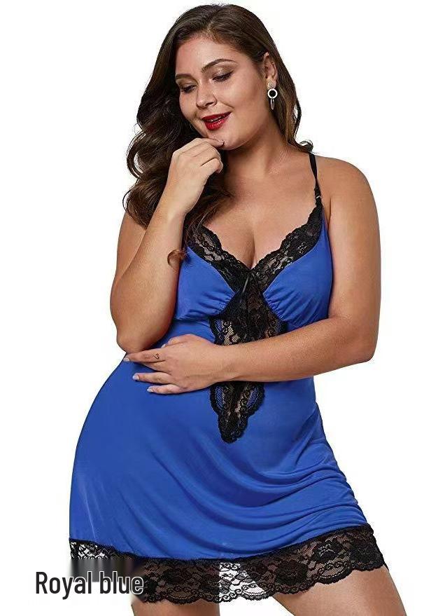 Plus Size European & American Sexy Lingerie Pajamas - Women's Suspender Nightdress