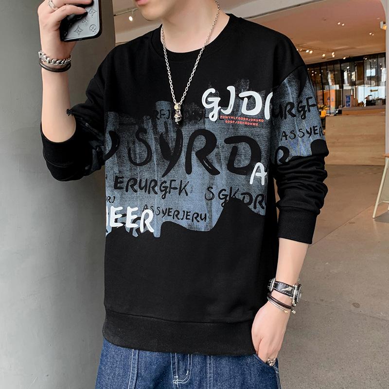 Men's Sweatshirt Spring and Autumn New Pullover Round Neck Printed Sweatshirt Versatile Loose Casual Men's Tops Men's Clothing