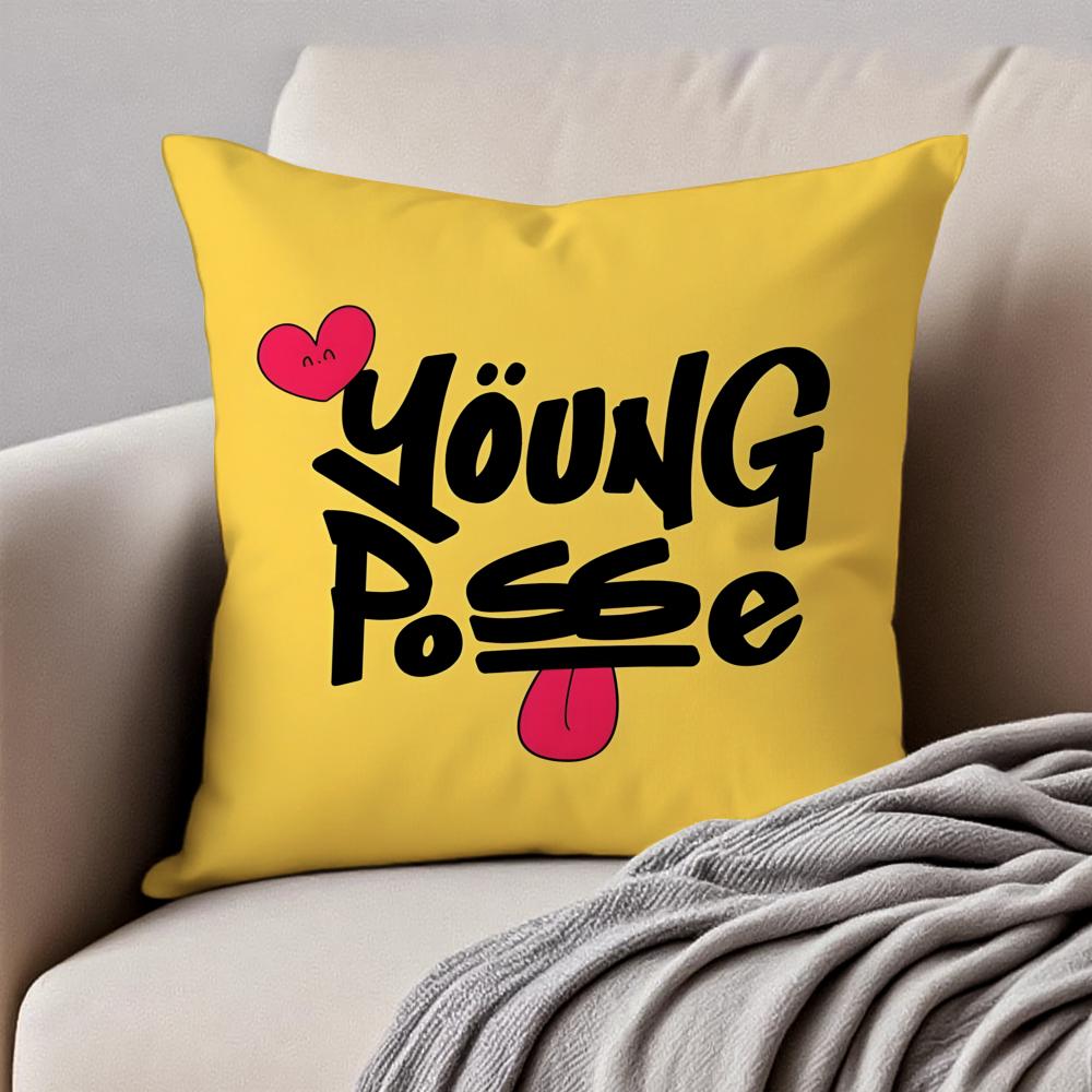 GirlGroup Kpop YYOUNG PPOSSE Cushion Cover Pillowcase Antidustmite Invisible Zipper Short Plush Sofa Cushion