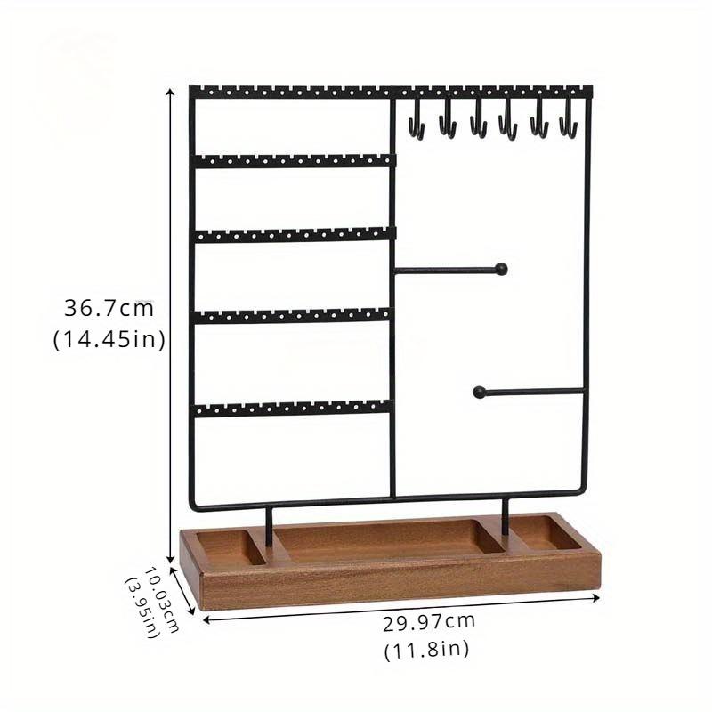 1pc 5 Tier Jewellery Rack, Earring Rack, Earring Rack with Wooden Tray, Jewellery Organiser for Earrings, Necklaces, Bracelets, Watches and Rings