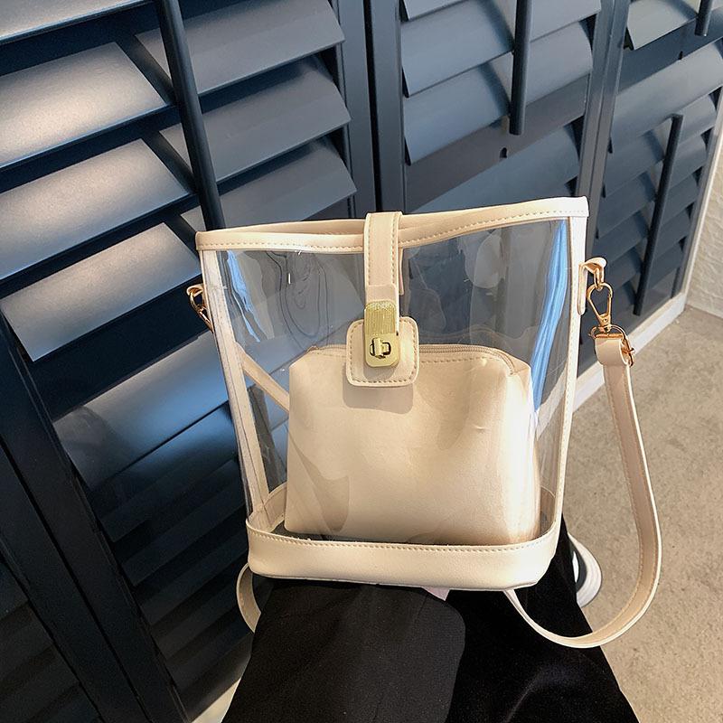Borsa da Donna Trasparente Colore Caramella Monospalla Nuova Moda Estiva Borsa a Tracolla Borsa a Secchiello Jelly Resistente di Pregio