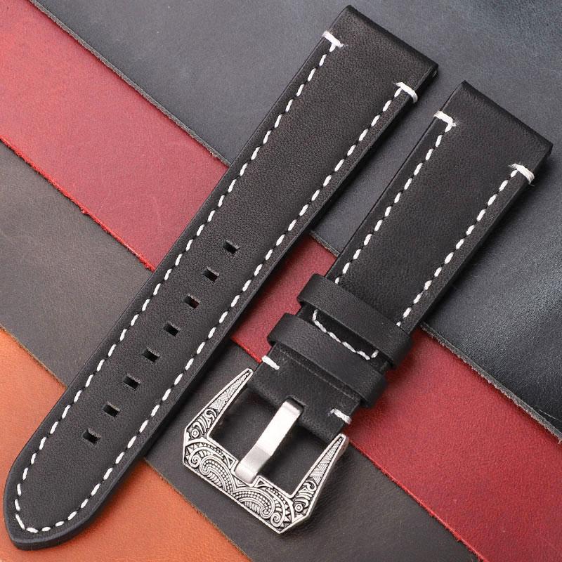 Ремешок для часов из коровьей кожи с пряжкой в стиле ретро из нержавеющей стали — фото 11