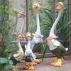 New Garden Statue Resin Duck Craft Figurines Duck Family Member Courtyard Ornaments Artwork Animal Sculptures Modern Home Decor