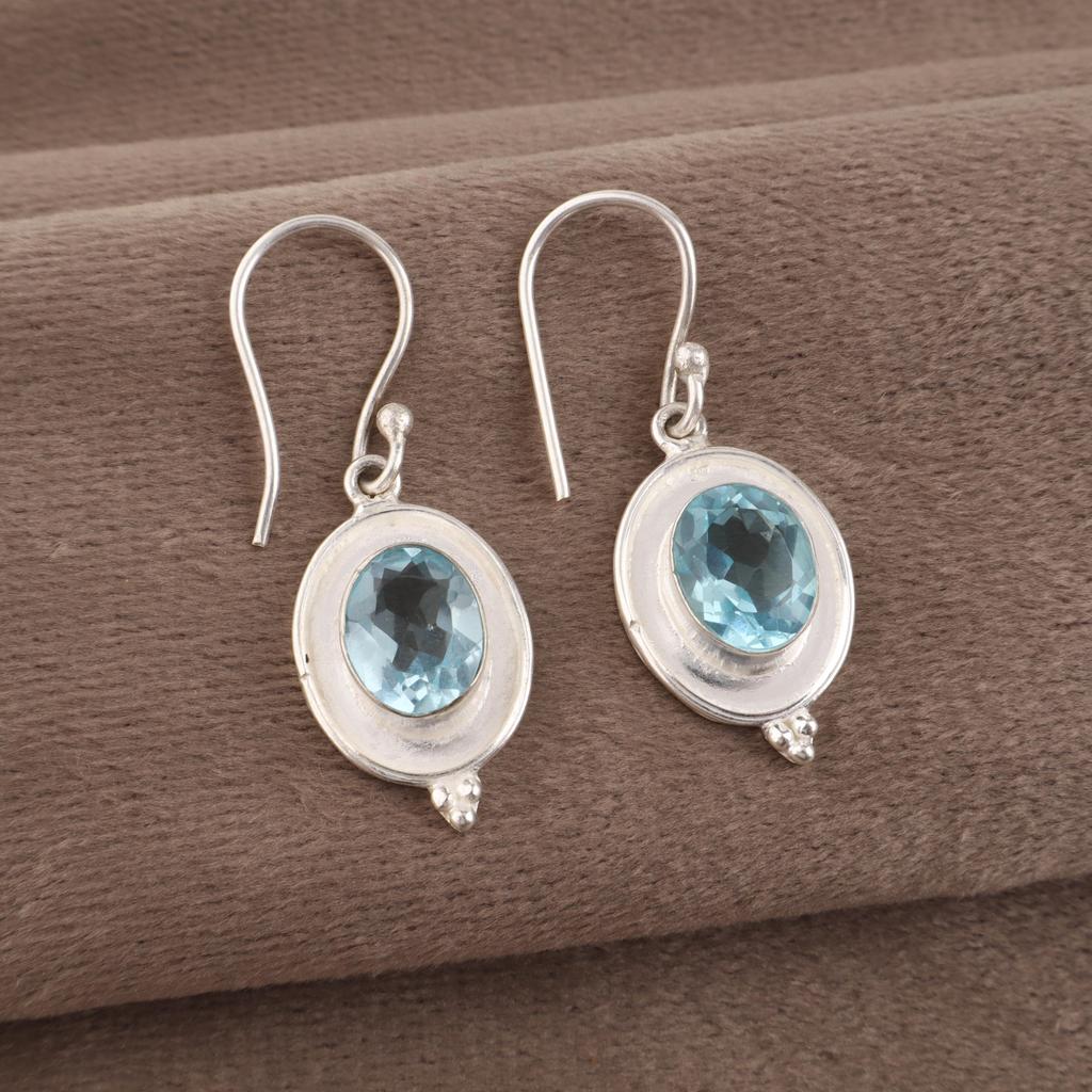 Wonderful Sky Blue Topaz Gemstone Jewelry, 925 Sterling Silver Earrings, Handmade Silver Earrings, Women's Earring For Gift