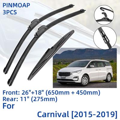3PCS For KIA Carnival 2015-2019 26" 18" 11" Front Rear Wiper Blades Windshield Windscreen Window Cutter Accessories 2015 2016 2017 2018 2019