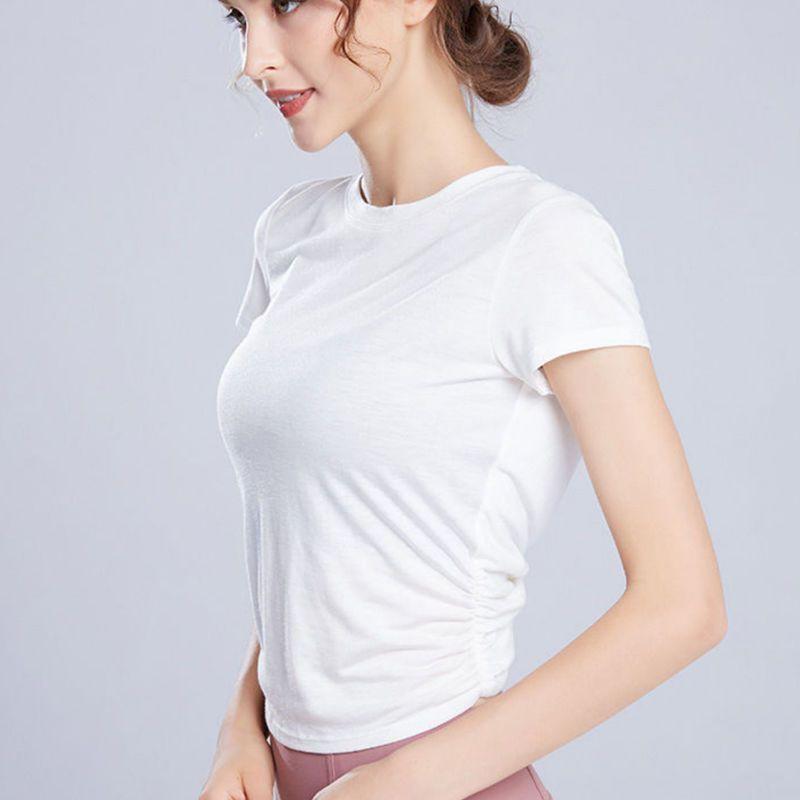 

Сексуальная спортивная футболка с открытой спиной и короткими рукавами для бега, фитнеса, пилатеса, дышащий топ для йоги L белый