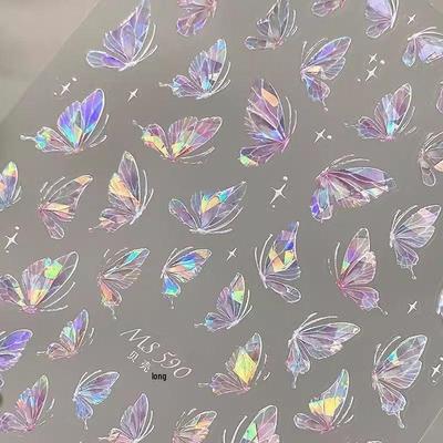 2024 Premium Color-Changing Butterfly Nail Art Stickers: Enchanting DIY Accessories with Adhesive Backing