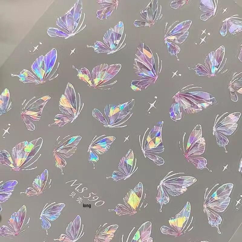 

2024 Premium Color-Changing Butterfly Nail Art Stickers: Enchanting DIY Accessories with Adhesive Backing Butterfly Fairy Shell Light [Includes one sticker]