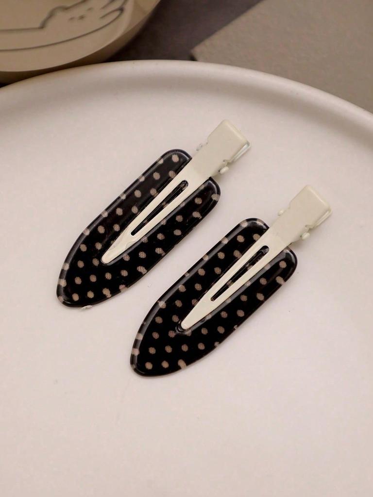 4pcs/Set Acetate Seamless Hairpin, Black & White, Acrylic Alligator Hair Clips, Cute Bangs & Hair Clips Accessories, Hair Accessories For Women