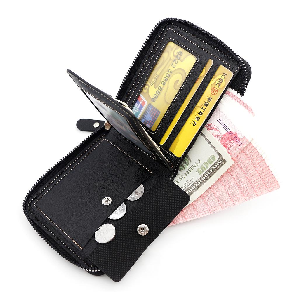 European-American Retro Men's Tri-fold Rugby Wallet with Chain and Multi-card Holder