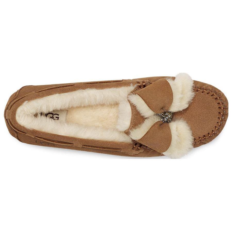 UGG Pohodlné mašličkové baleríny Dámské baleríny Kaštanové 1138373-CHE