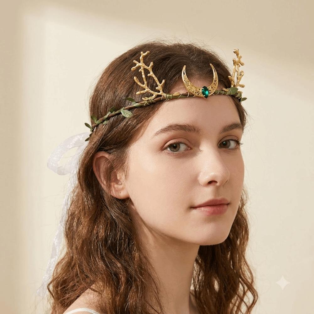 Diadema Elfo Tiara Fantasia Copricapo Fatato Corona Elfica Fatata Matrimonio nella Foresta