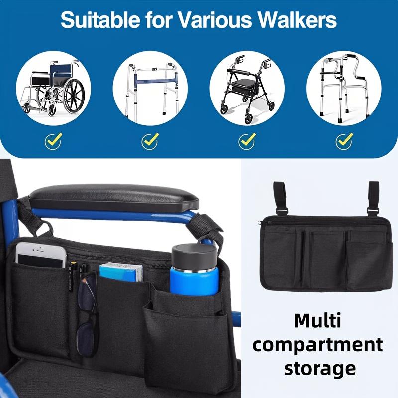 Oxford Cloth Wheelchair Storage Bag Multi Pocket Zipper Side Pouch For Barber Makeup Brush Home Travel Daily Organizer
