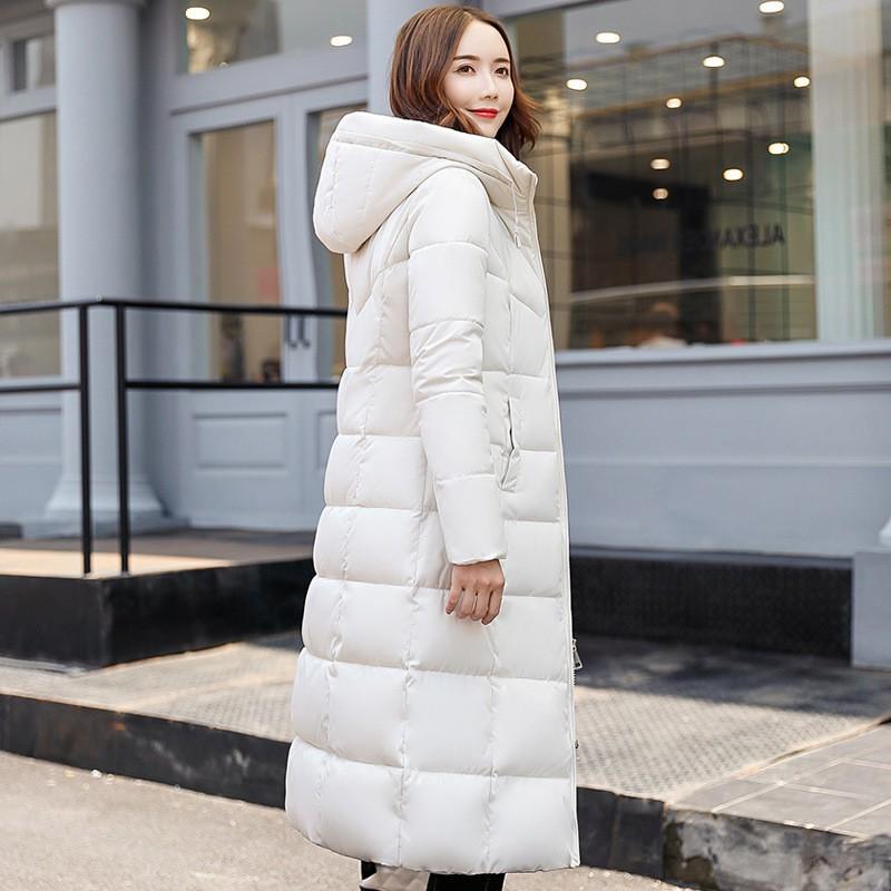 Cappotto Lungo Spesso Imbottito da Donna Invernale Caldo con Cappuccio Giacca Imbottita in Cotone Vestibilità Aderente Lunghezza Sopra il Ginocchio