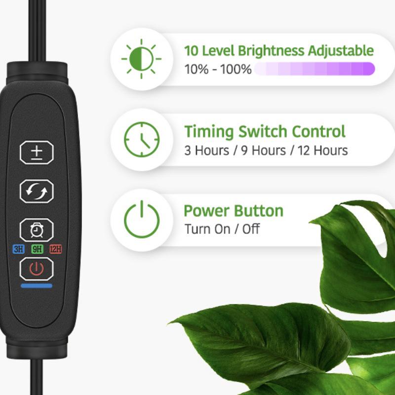 80 LED Indoor Plant Grow Lights with Timer, Dimmable Full Spectrum for Seedlings & Succulents
