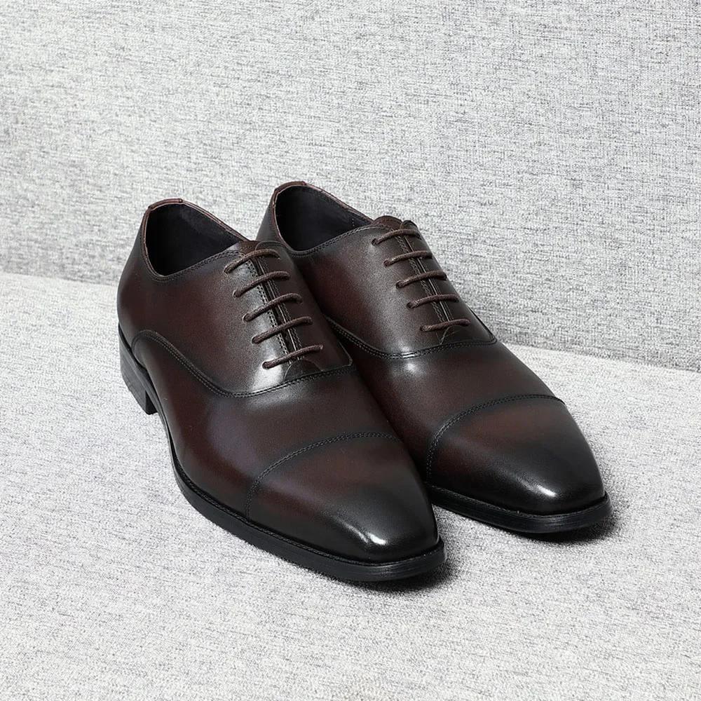 

Italian Luxury High Quality Elegant Male Natural Genuine Leather Social Shoes Office Career Business Formal Solid Oxfords Shoe 45 чорний