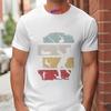 Vintage Fishing Men's T-Shirts Retro Color Block Fisherman Silhouette Graphic Tees Casual Short Sleeve Tops Oversized Clothing