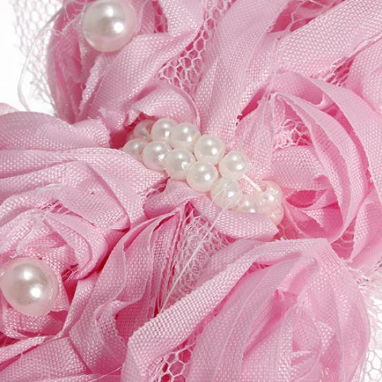 Babyflicka Barn Småbarn Faux Pärla Pannband Rosett Spets Hårband Blomma Huvudbonad