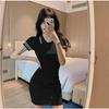 Sweet Summer Polo Collar Knit Dress: Slimming Short Sleeve Hip-Hugging Style