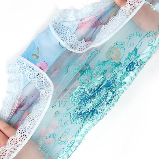 Low Rise Seamless Embroidery Flower Print Women Briefs Ultra-thin Transparent Sexy