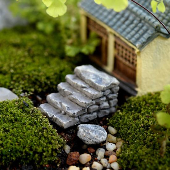 2Pcs Mini Harz Schritte Garten Miniatur Stein Treppe Straße Landschaft Ornament