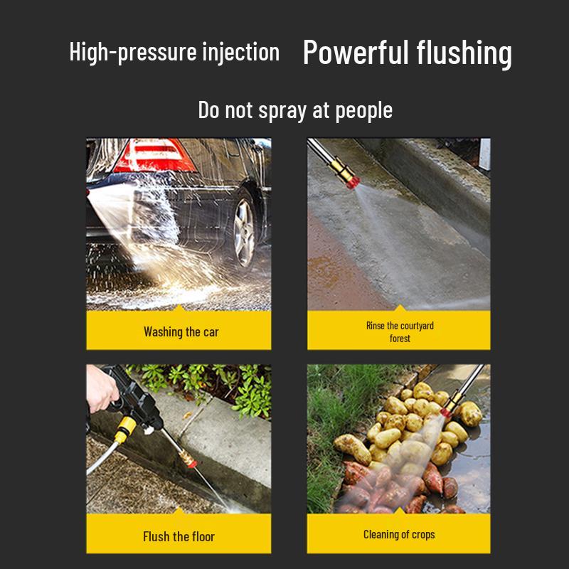 Cordless High-Pressure Electric Car Wash Water Gun with Lithium Battery for Household Use