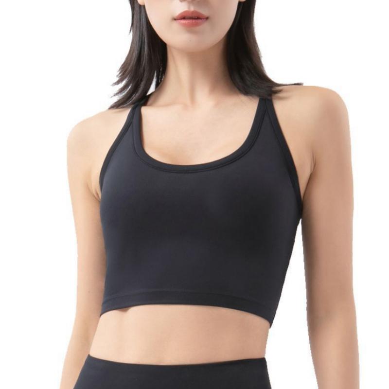 

Новый ударопрочный спортивный бюстгальтер для бега телесного цвета, женский спортивный бюстгальтер со сборками для фитнеса и бега S чёрный