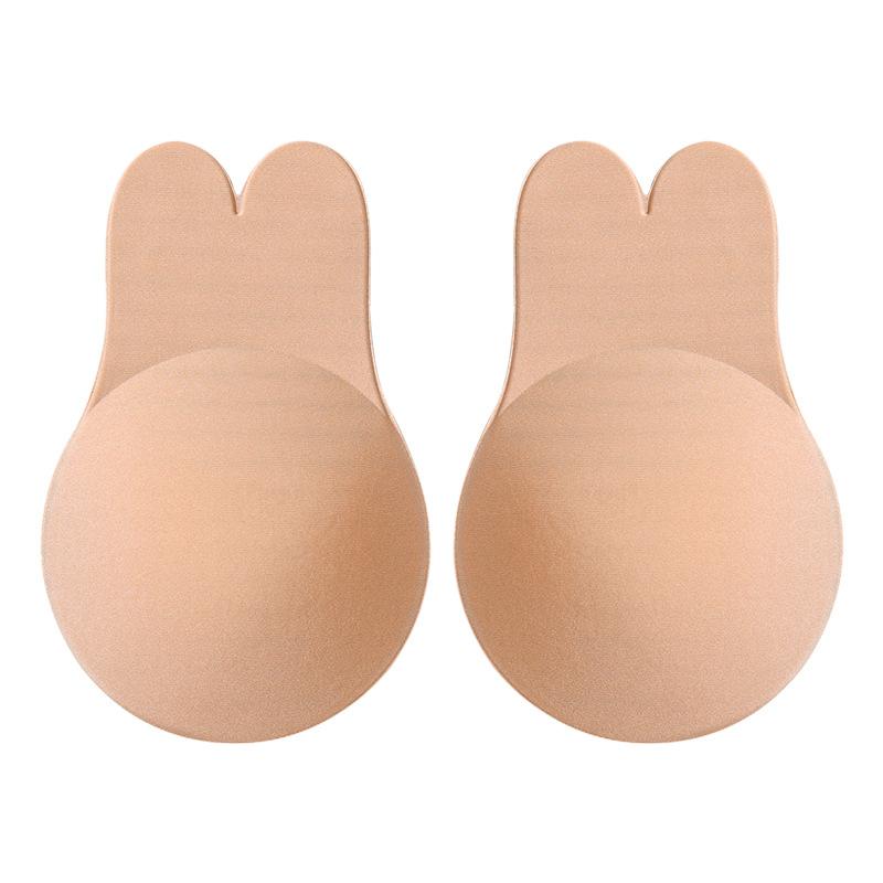 1 Pair Breathable Silicone Breast Patches Adhesive Strapless Invisible Bra Lifting Rabbit Ears Chest Gather Together Patches