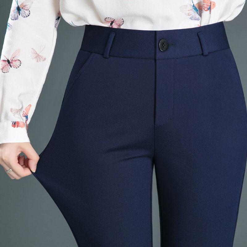 Office Lady Solid Slim Pencil Suits Pants Spring Autumn New Korean Fashion All-match Women High Waist Casual Straight Trousers