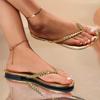 Foreign trade flat-bottomed slippers women's 2025 European and American summer herringbone toe simple casual beach sandals