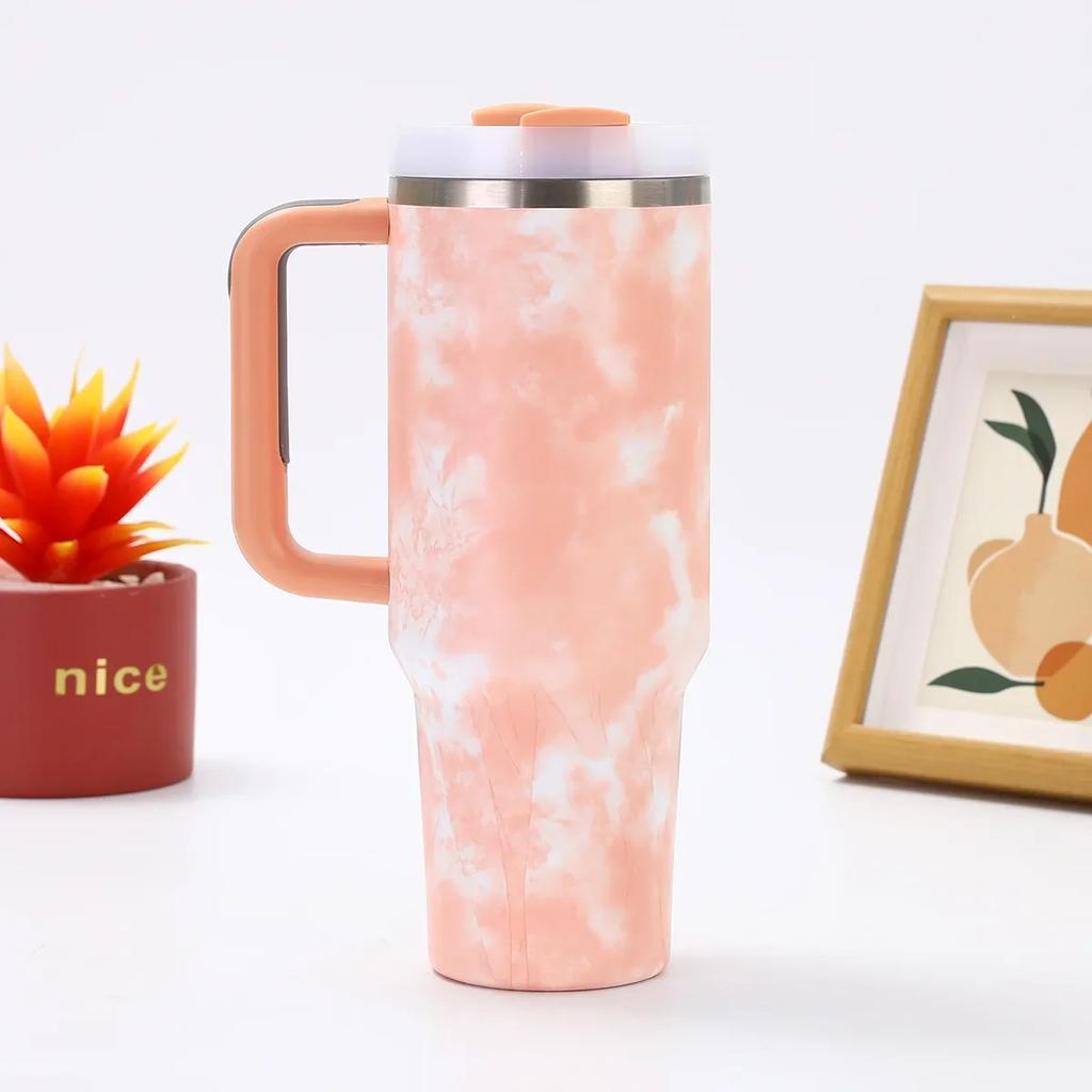 Good Quality 304 Stainless Steel High-value 40oz Bingba Cup Outdoor Portable with Handle Straw Thermos Cup