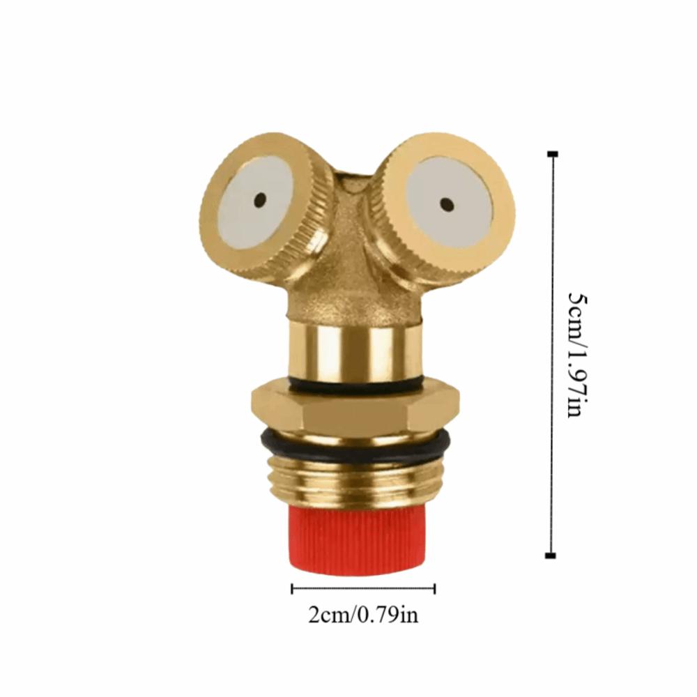 3PCS Brass Spray Misting Nozzle Double Nozzle with Filter Irrigation Sprayer Nozzle Easy Installatio Gold