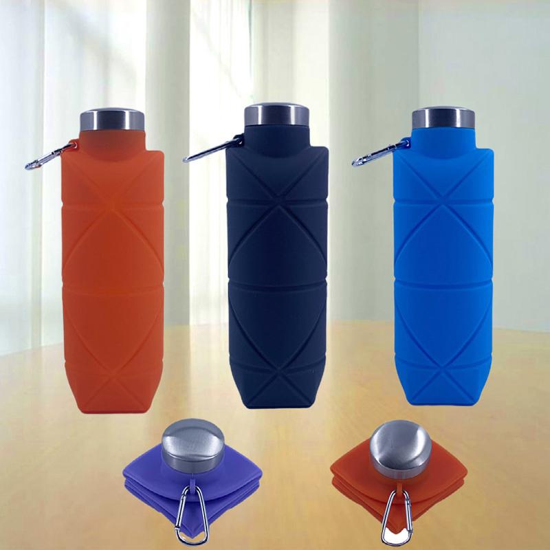 Sticlă de apă pliabilă reutilizabilă din silicon fără BPA, pliabilă, sticlă de apă de călătorie, stil fitness camping, drumeții spo