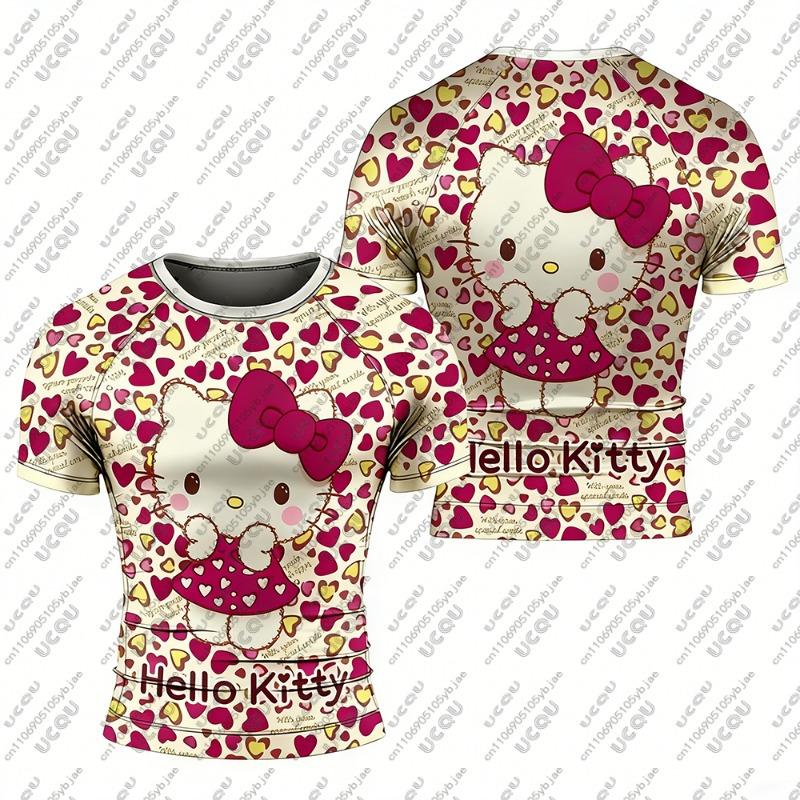 Kids Girls T Shirt Casual Sportswear Tee Top Gift Anime Fitness Gym Hello Kitty Jiu Jitsu S