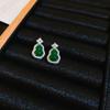 New Chinese small zircon green gourd silver needle earrings Chinese style simple niche high-end earrings