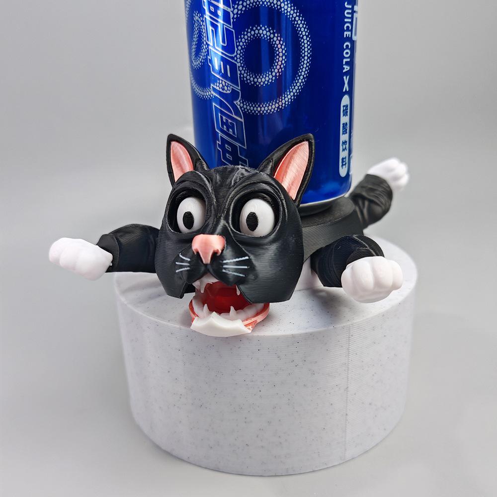 

Cat Coaster 3D Tea Cup Holder with Funny Expression When You Put a Glass on His Back Fully Colored Gag Gift for a Cat Lover чёрный
