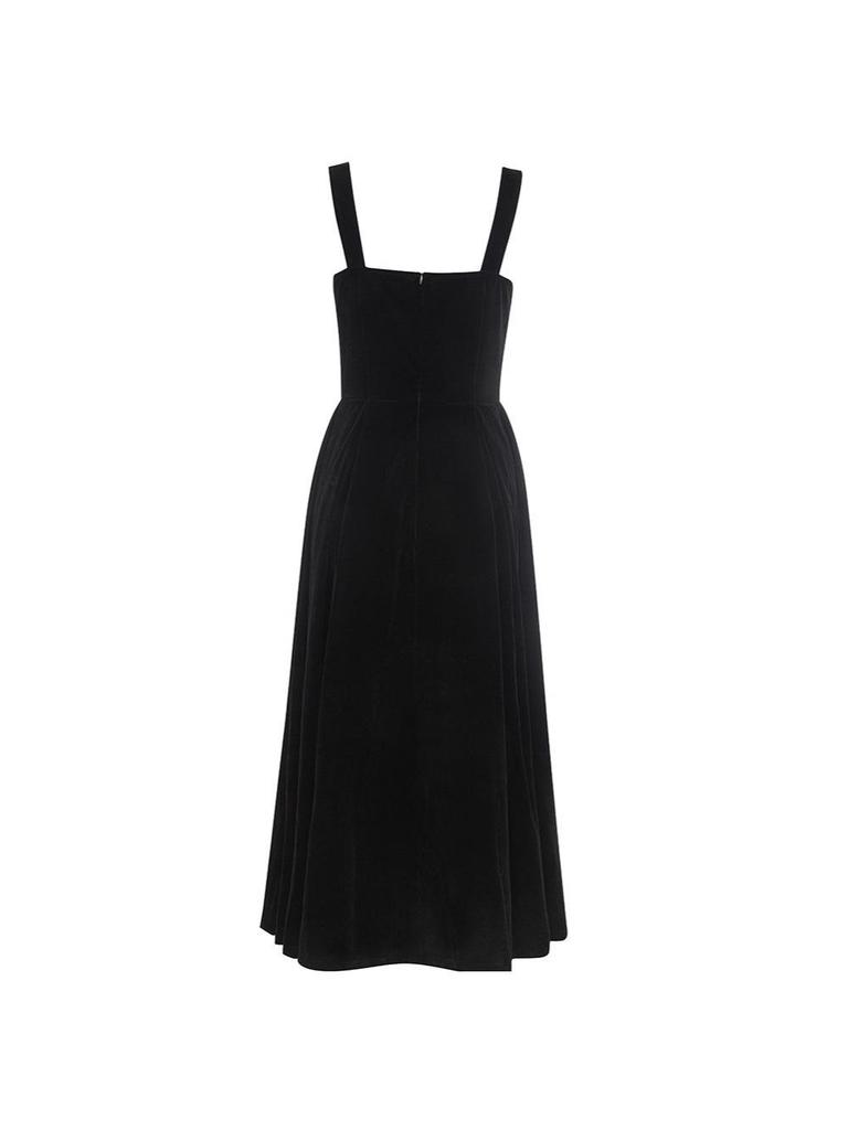 Retro Velvet Spaghetti Strap A-line Party Dress for Women