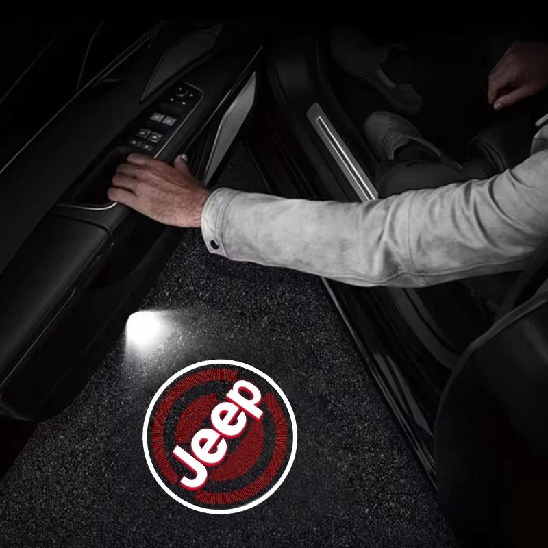 LED Car Door Welcome Light Logo Projector for Jeep Renegade Wrangler JK JL Grand Wireless Auto Shadow Lamp Car Accessories