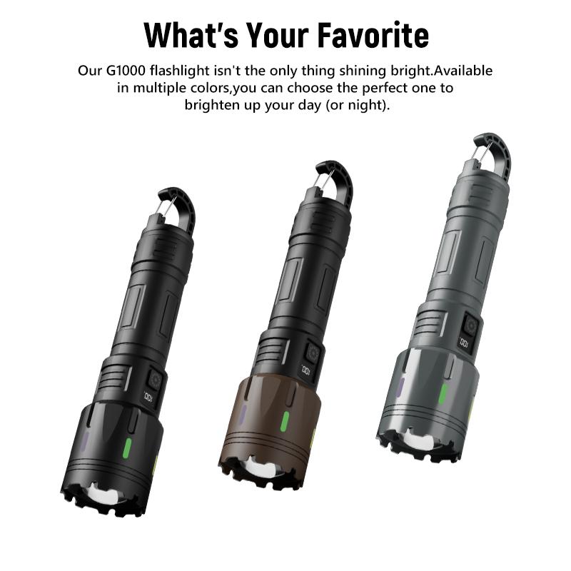 High Strong Power Led Flashlights Emergency Spotlights Telescopic Zoom Built-in Battery USB Rechargeable Camping Torch
