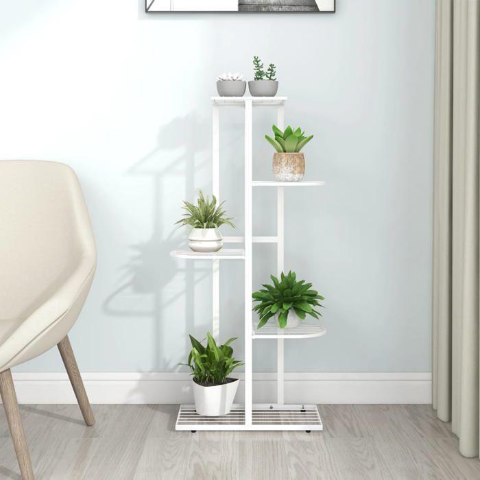 VidaXL Plant Stand 5 Levels 43x22x98 Cm White Metal