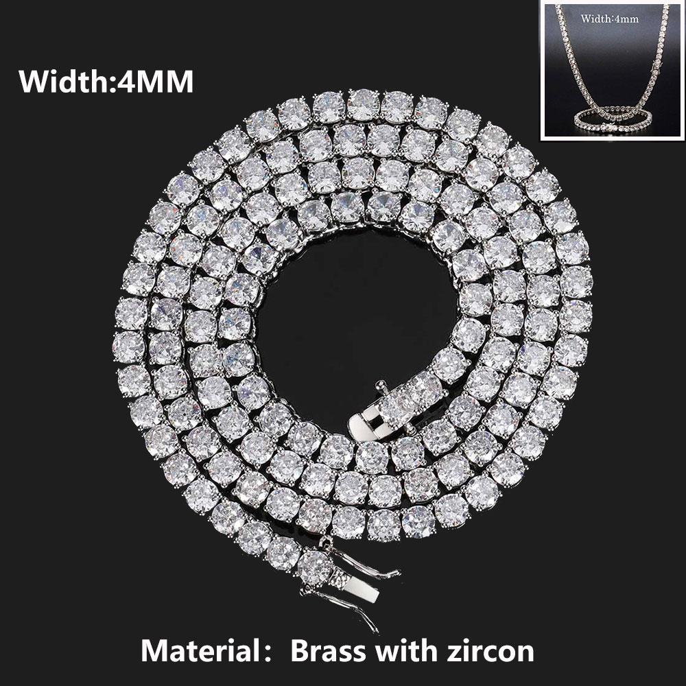 ICEBLING 3/4/5/6MM Round Cut CZ Stone Tennis Necklace Iced Out Single Row Cubic Zirconia Necklace for Men Women Hip Hop Jewelry