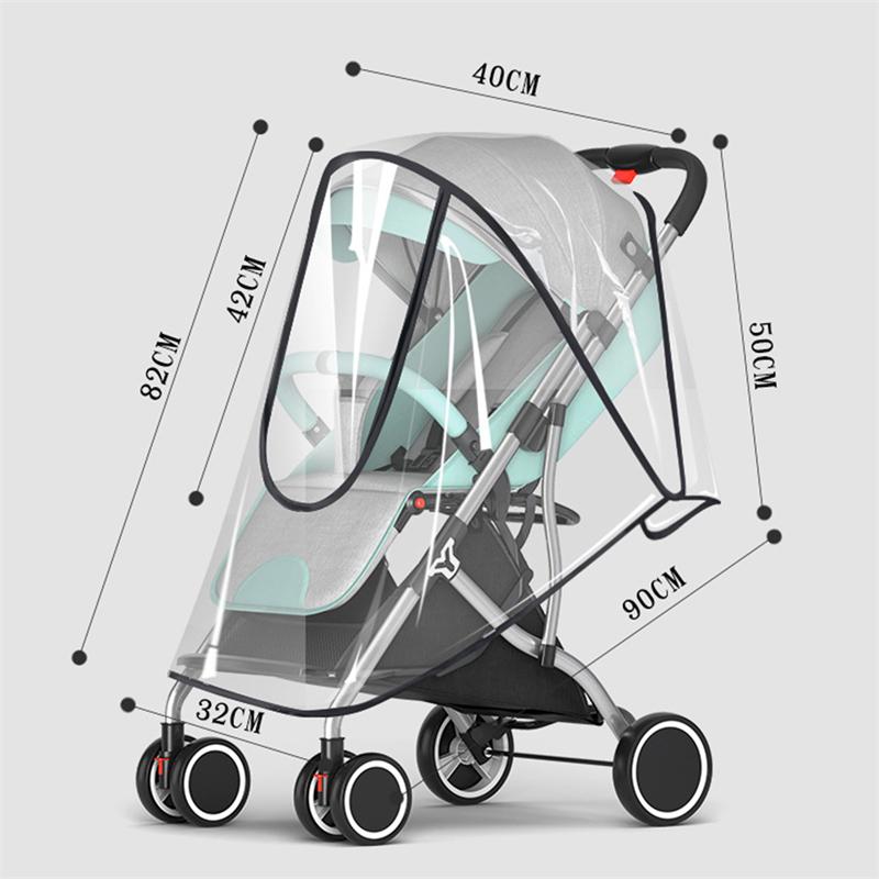 EVA Universal Baby Stroller Rain Cover Children Car Windshield Waterproof Front Zipper U-shaped Large Opening Enlarged Thickened