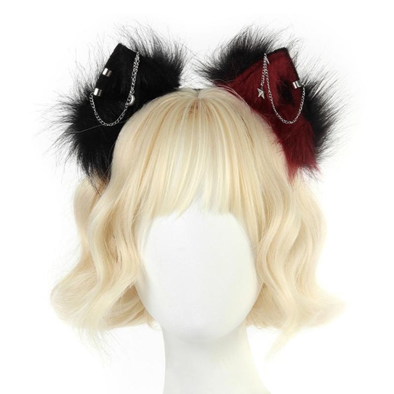 Faux Furs Animal Ear Headdress for Cosplay Anime Parties Adjustable Shape Headwear