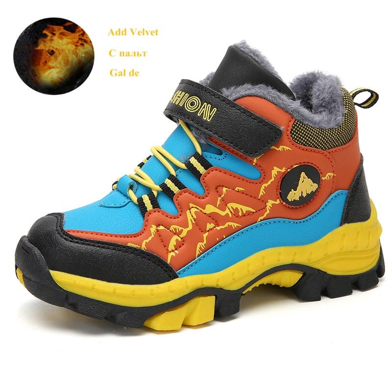 Winter Samt Kinder Sneaker Outdoor Rutschfeste Klaue Trekkingschuhe Kinder Trainer Warme Schneestiefel Jungen High Top Sportschuhe