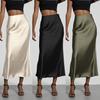 Gonna Lunga Satinata Moda Festa Vita Alta Monocolore Casuale Base Gonne Donna Gonna a Sirena Chic Estate Abbigliamento Donna