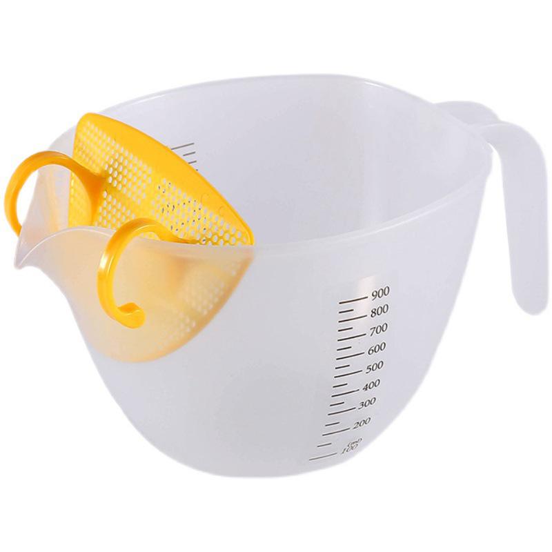 

Large Capacity Multi-functional Measuring Cup with Scale & Egg Liquid Filter, Baffle, Rice Washer.